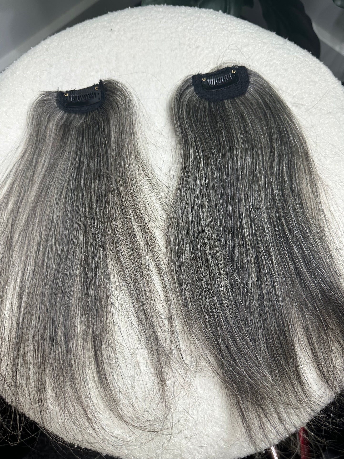 Lavia - Style your way handmade Thick Salt and Pepper Front Hair bangs, real human hair fringe clips, dye and heat tooks Ok