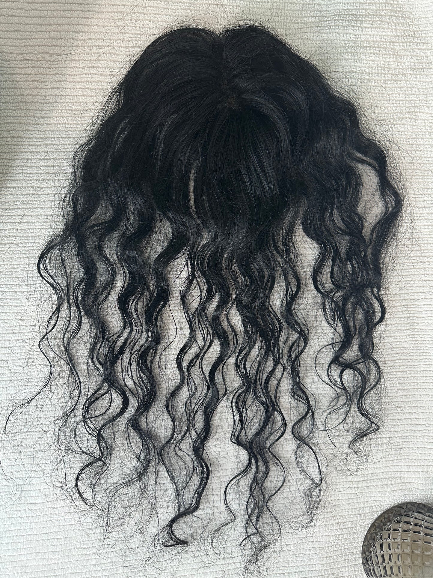 Lavia, MiniMono Curly Hair Topper, full handtied, real human hair,  light density