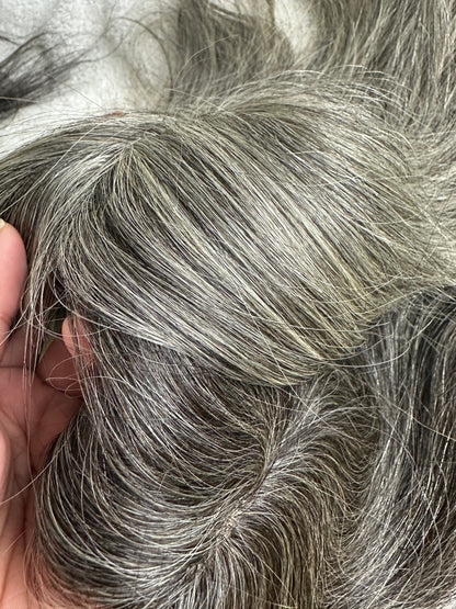 Lavia, deluxe more salt and pepper toppers, free parting handmade silk based real human Hair Topper