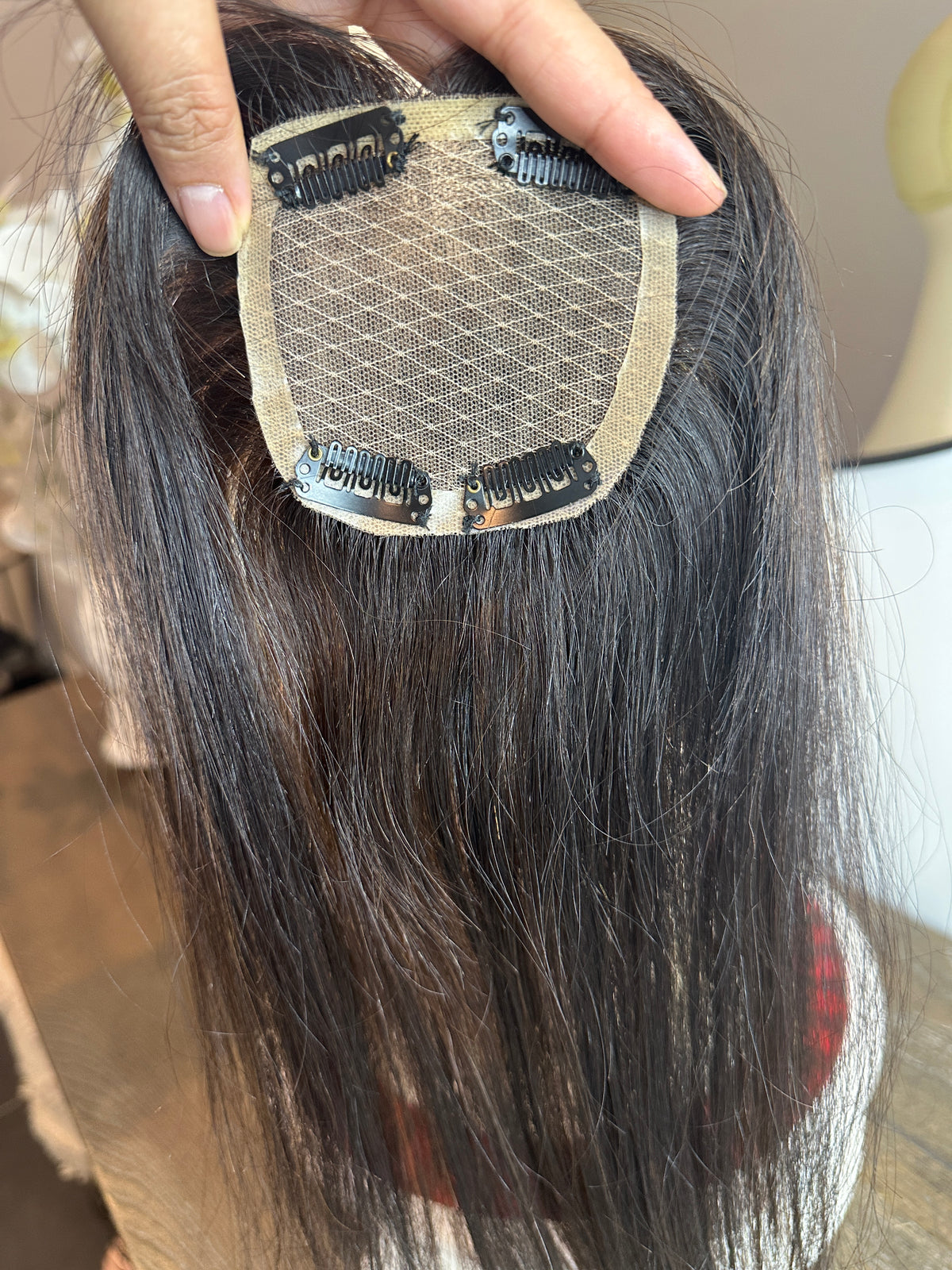 Lavia, U shape 3*3 base size silk base full handtied brown and highlights, real human hair, best for hair thinning solutions