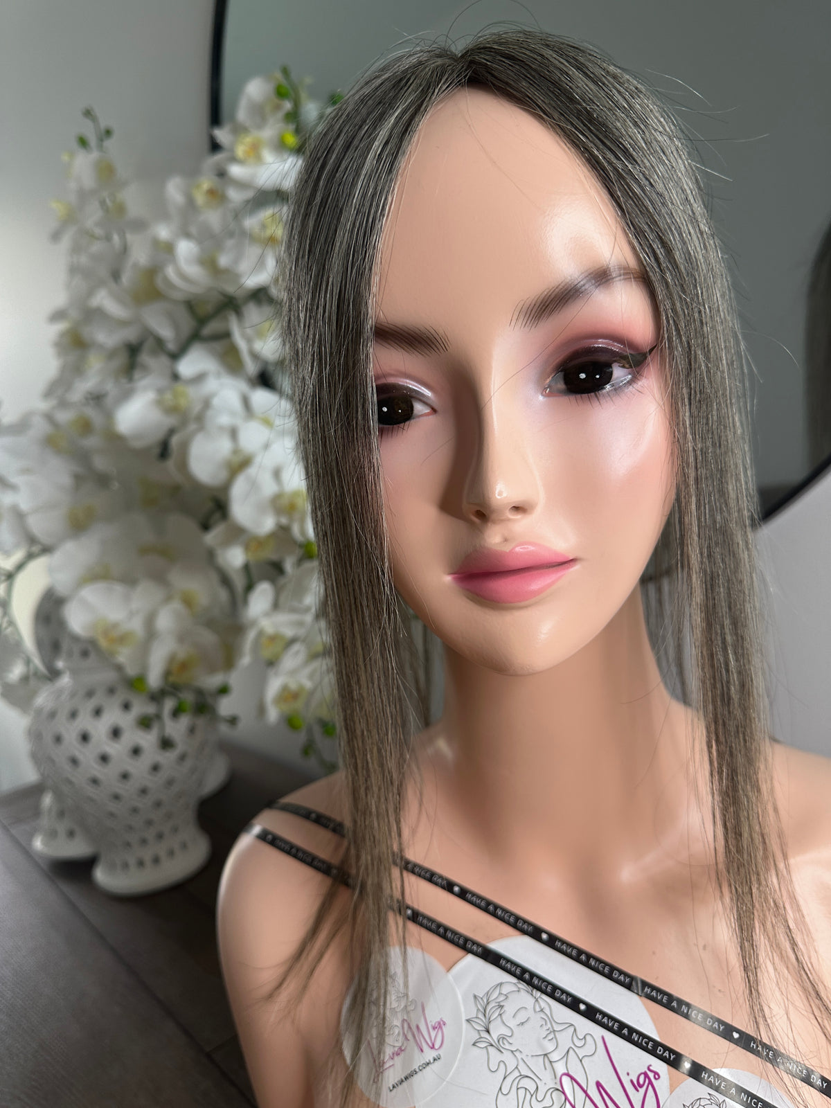 Lavia, deluxe more salt and pepper toppers, free parting handmade silk based real human Hair Topper