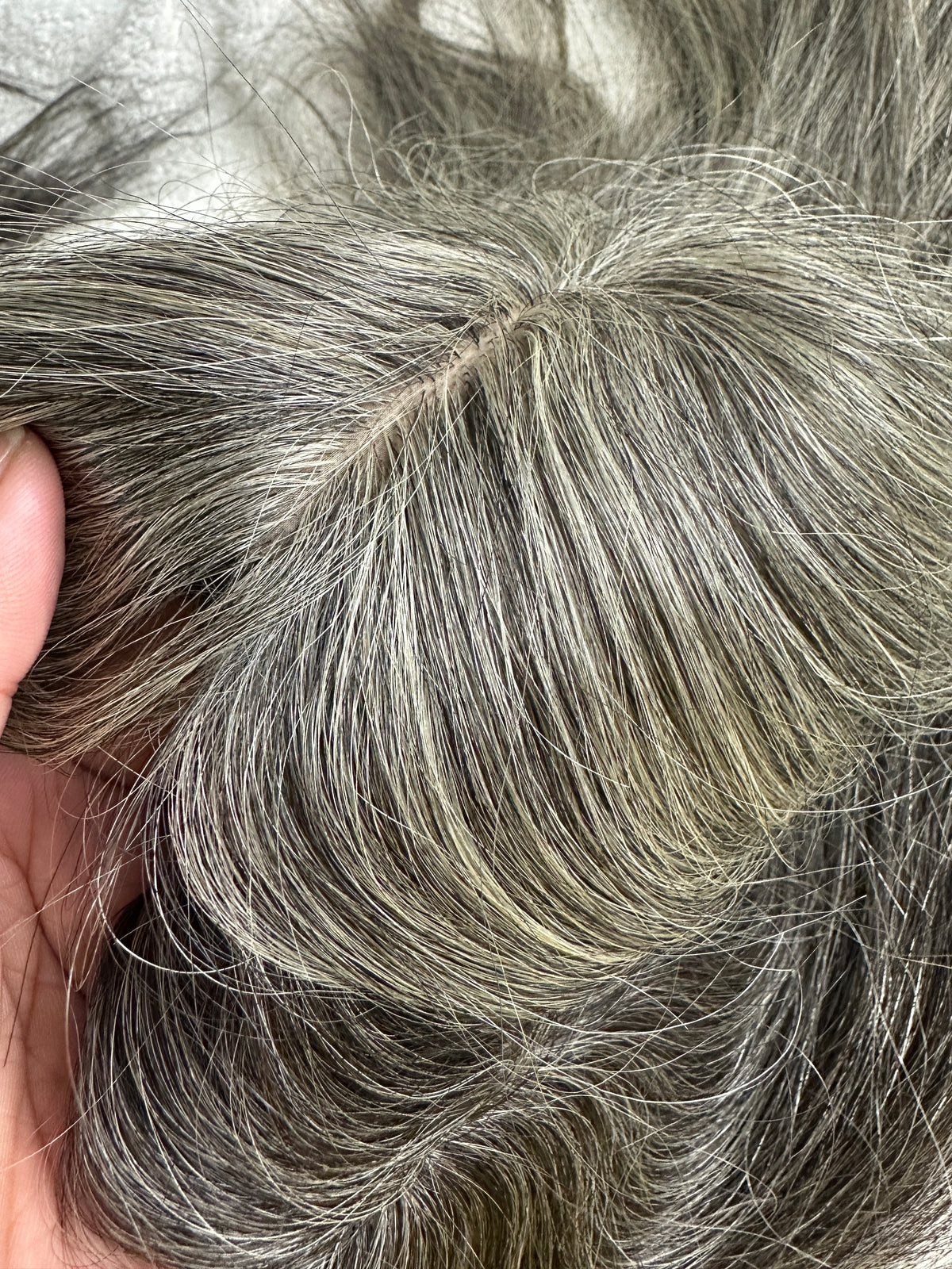 Lavia, deluxe more salt and pepper toppers, free parting handmade silk based real human Hair Topper