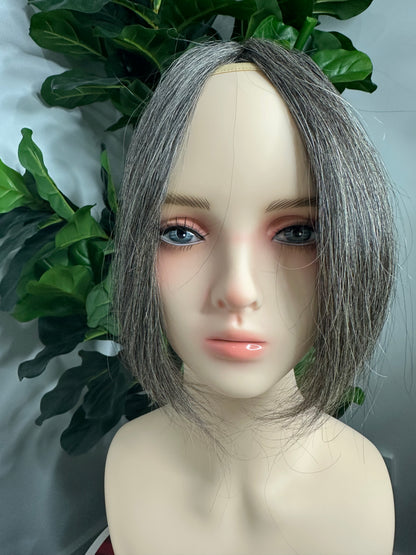 Lavia - Style your way handmade Thick Salt and Pepper Front Hair bangs, real human hair fringe clips, dye and heat tooks Ok