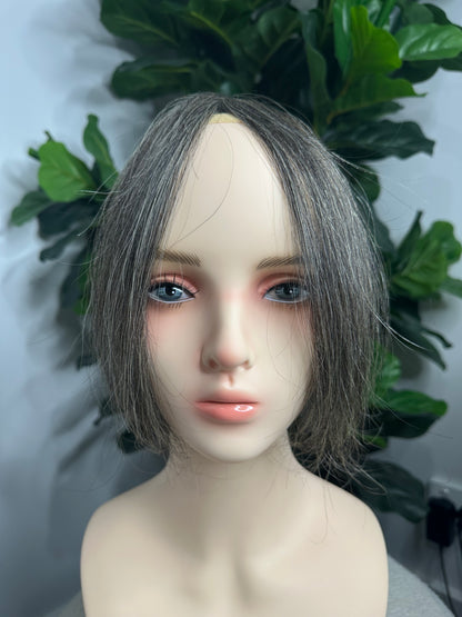 Lavia - Style your way handmade Thick Salt and Pepper Front Hair bangs, real human hair fringe clips, dye and heat tooks Ok