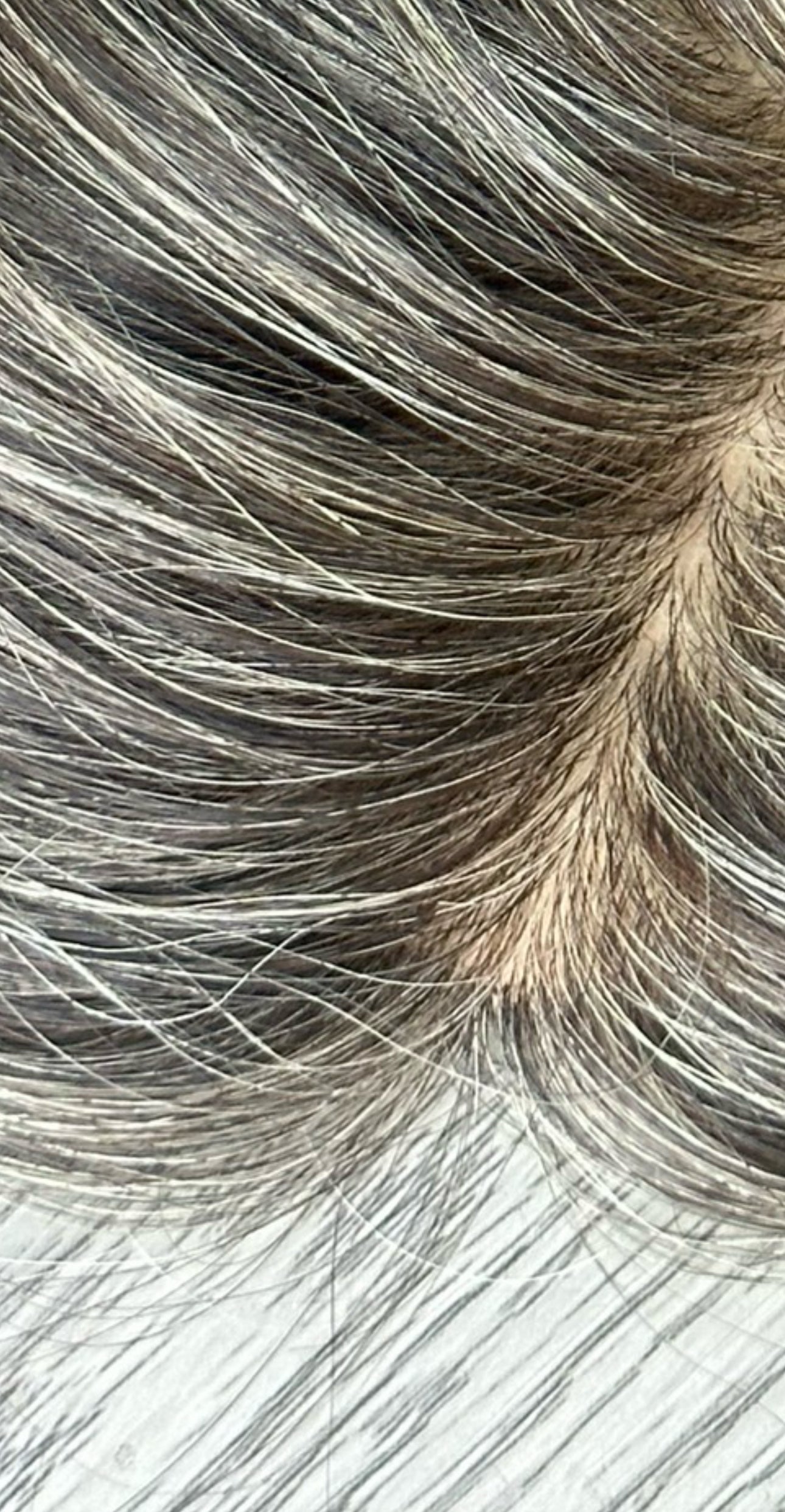 Lavia, custom order high density salt and pepper silk based real human hair Topper 14 inches, large base 7.5 *6 inches