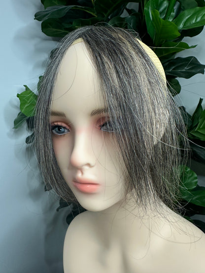 Lavia - Style your way handmade Thick Salt and Pepper Front Hair bangs, real human hair fringe clips, dye and heat tooks Ok