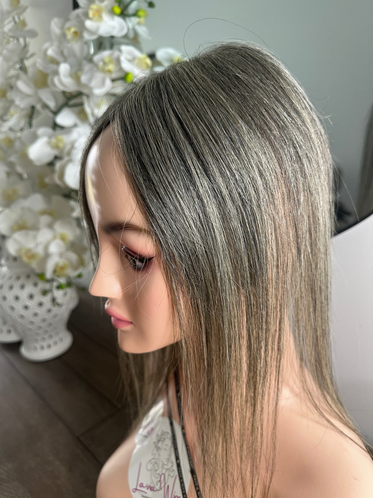Lavia, deluxe more salt and pepper toppers, free parting handmade silk based real human Hair Topper