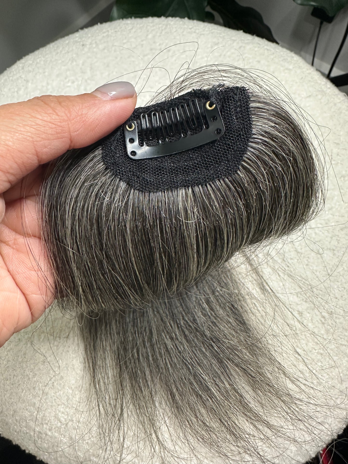 Lavia - Style your way handmade Thick Salt and Pepper Front Hair bangs, real human hair fringe clips, dye and heat tooks Ok