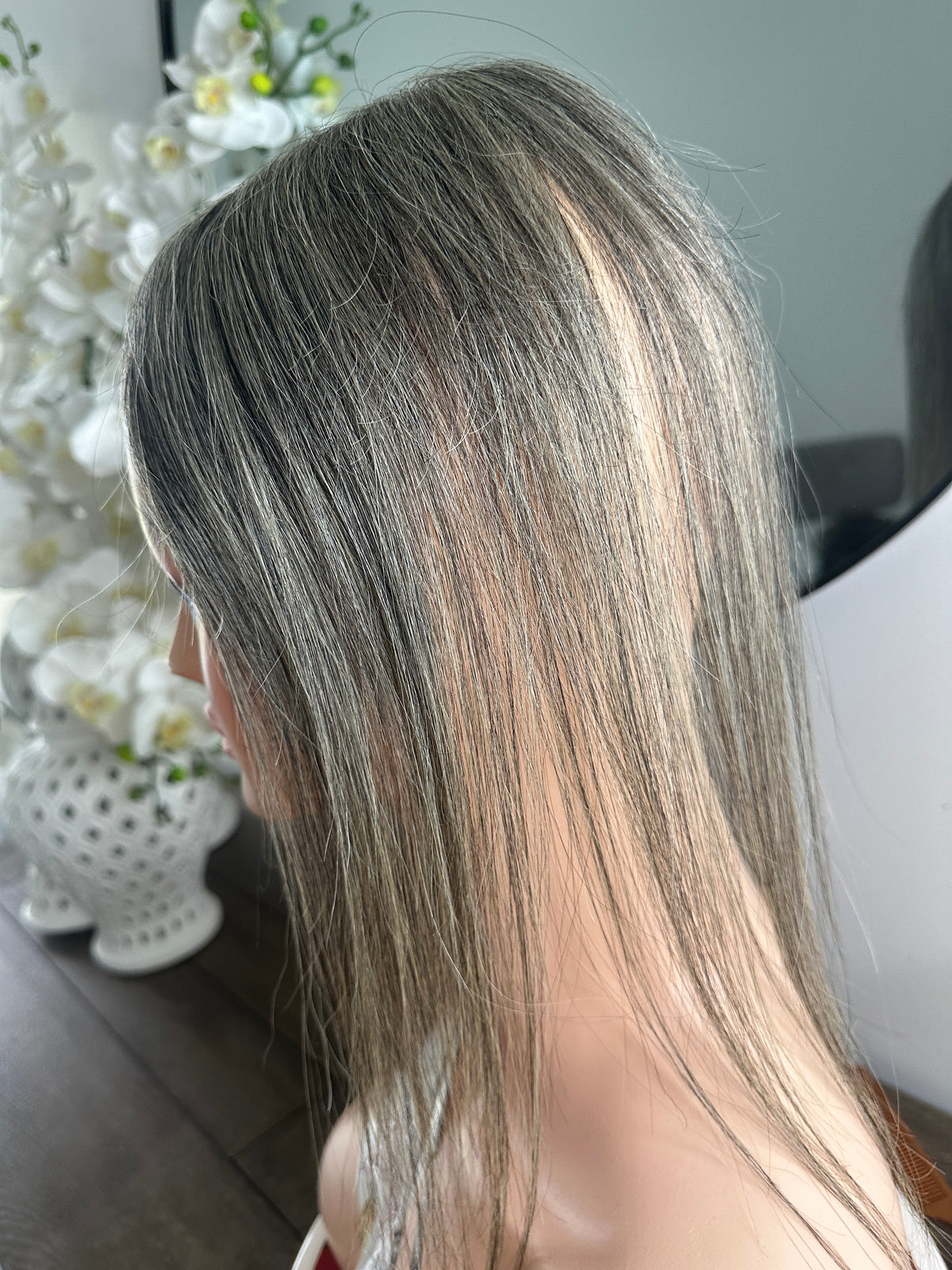 Lavia, deluxe more salt and pepper toppers, free parting handmade silk based real human Hair Topper