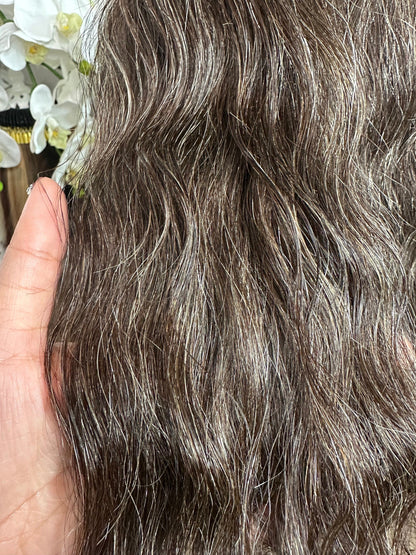 Lavia, custom order high density salt and pepper silk based real human hair Topper 14 inches, large base 7.5 *6 inches