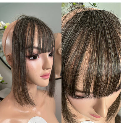 Lavia - Handmade salt and pepper Hair bangs, real hair fringe clips, dye and heat tools OK - Best for effortless changing hair styles