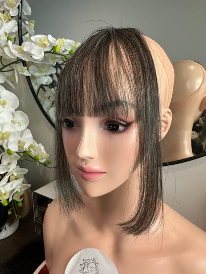 Lavia - Handmade salt and pepper Hair bangs, real hair fringe clips, dye and heat tools OK - Best for effortless changing hair styles