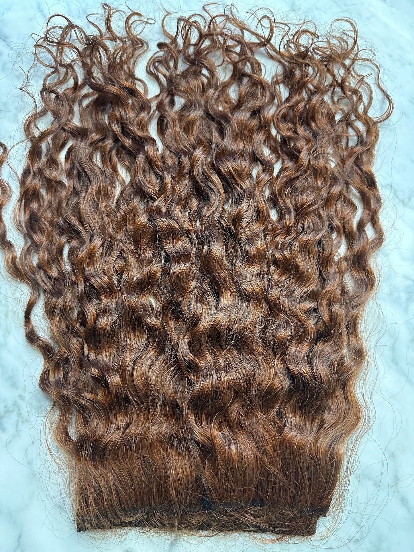 Lavia, deep curly clip-in auburn hair extensions real human hair, 100gram, 50cm raw hair length