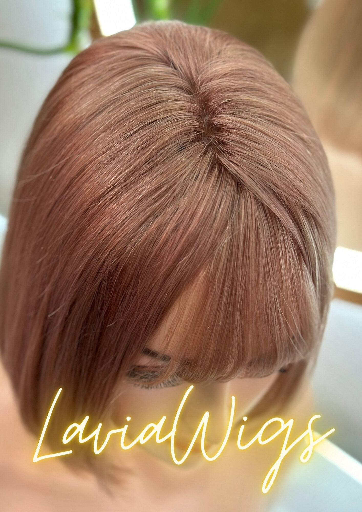 Lavia Rose pink copper bob wig hand tied monofilament cap LaviaWigs