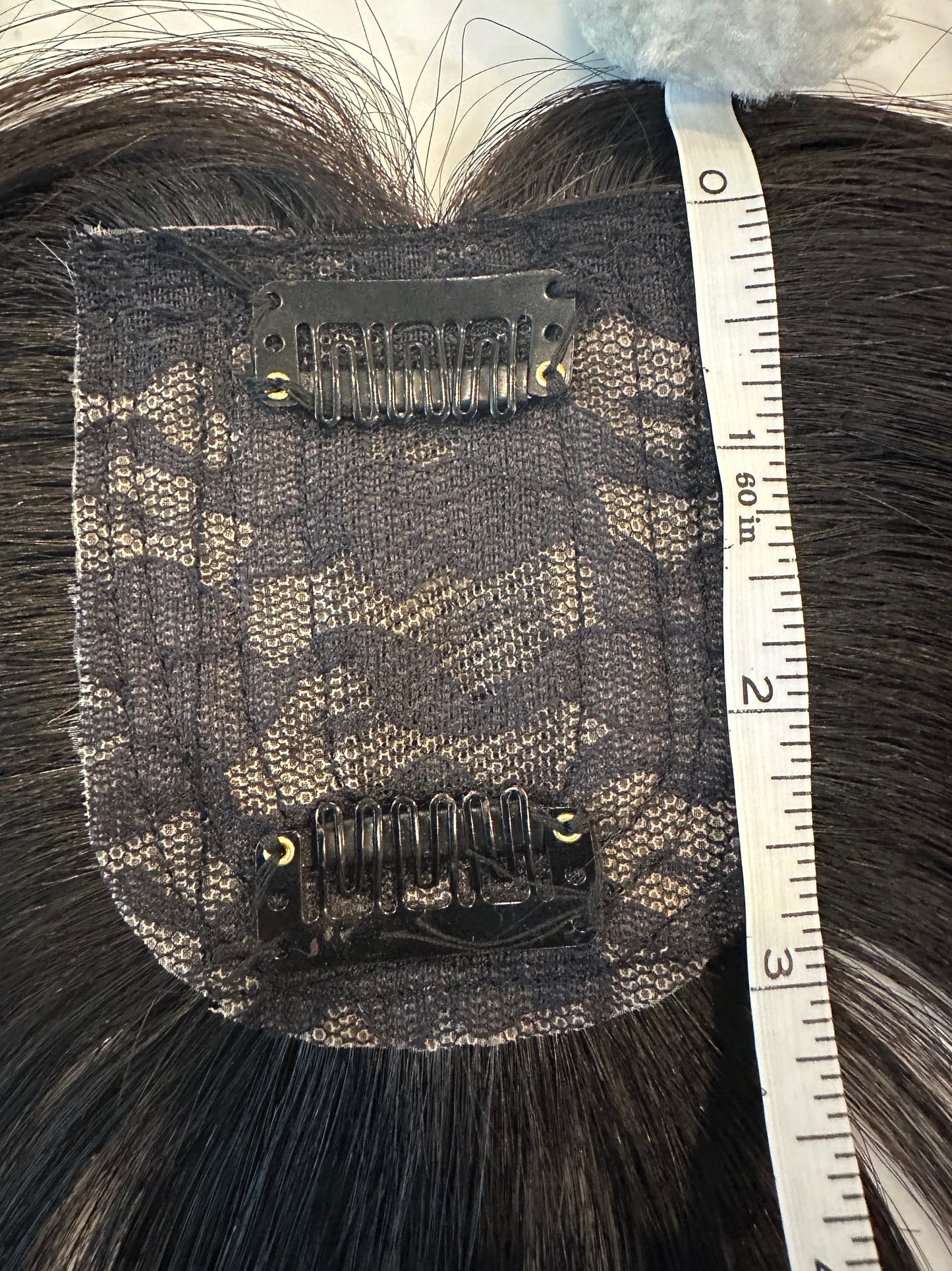 Lavia, 14 inches (35cm) silk based Mini Hair Topper with fringe, real human hair, best for hair thinning solutions, hair loss on top head