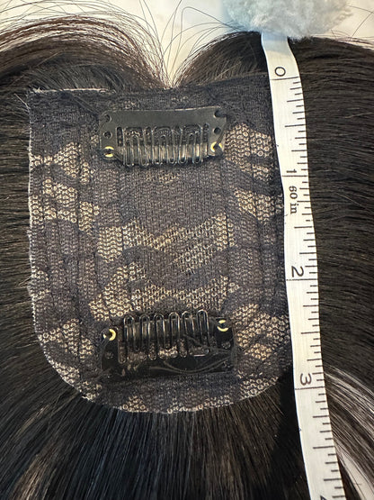 Lavia, 14 inches (35cm) silk based Mini Hair Topper with fringe, real human hair, best for hair thinning solutions, hair loss on top head