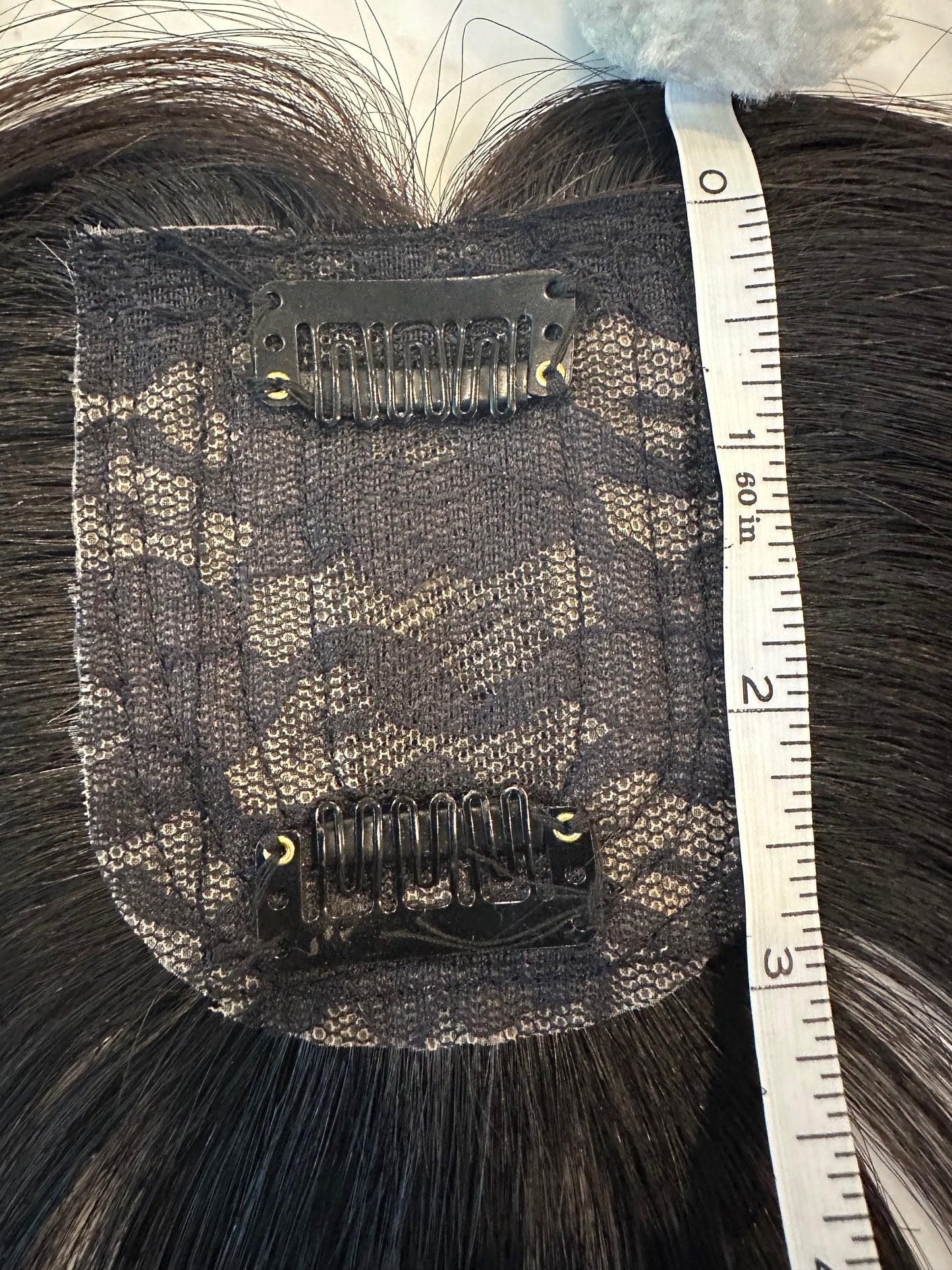 Lavia, handmade silk based Mini Hair Topper with fringe, real human hair, best for hair thinning solutions, hair loss on top head