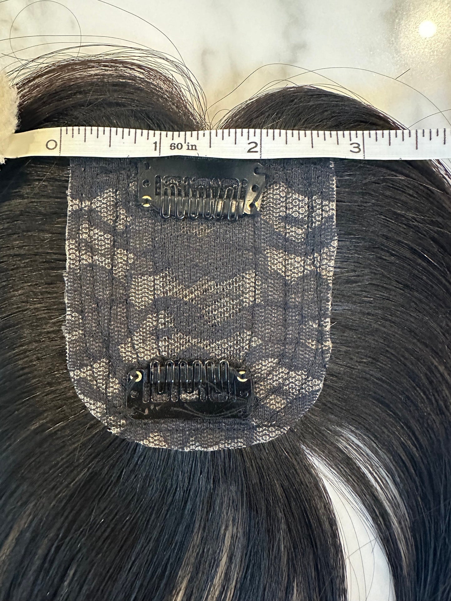 Lavia, handmade silk based Mini Hair Topper with fringe, real human hair, best for hair thinning solutions, hair loss on top head