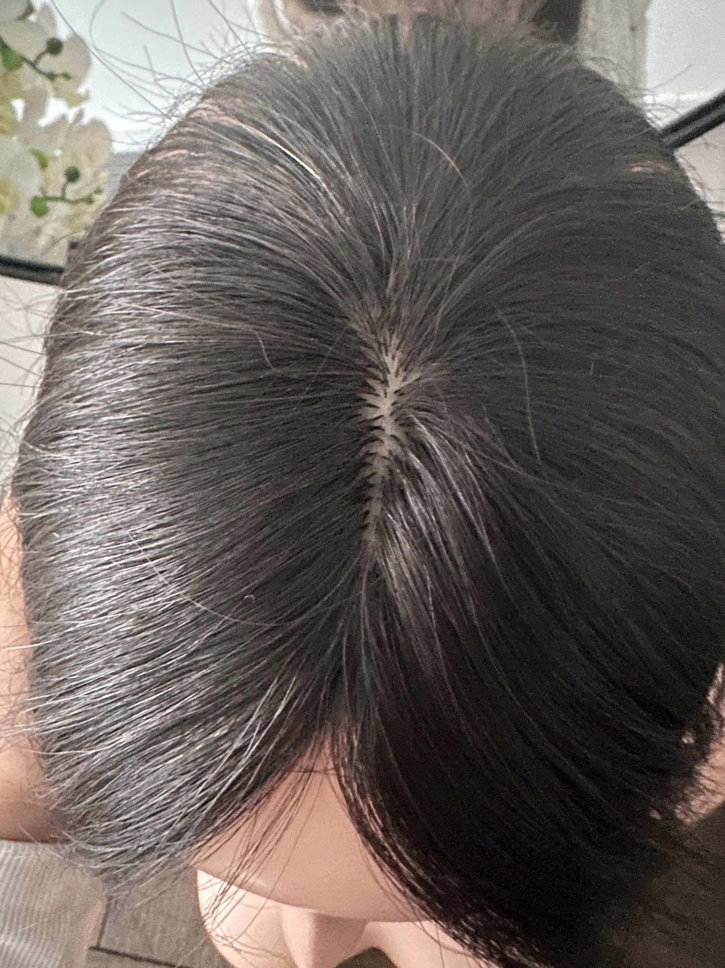 Lavia, handmade silk based Mini Hair Topper, real human hair, best for hair thinning solutions, slight hair loss on top head, light density