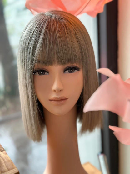 Lavia, trending milk tea bob wig, hand-tied monofilament cap