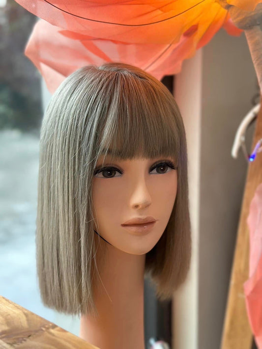 Lavia, trending milk tea bob wig, hand-tied monofilament cap