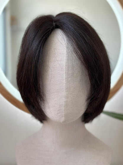 Lavia, natural black bob wig - 3D realistic skin hand-tied monofilament cap