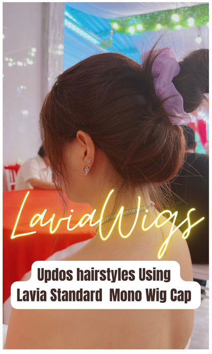 Lavia, 24 inches (60cm), 200% density, Black Silver tail wig, hand-tied monofilament cap