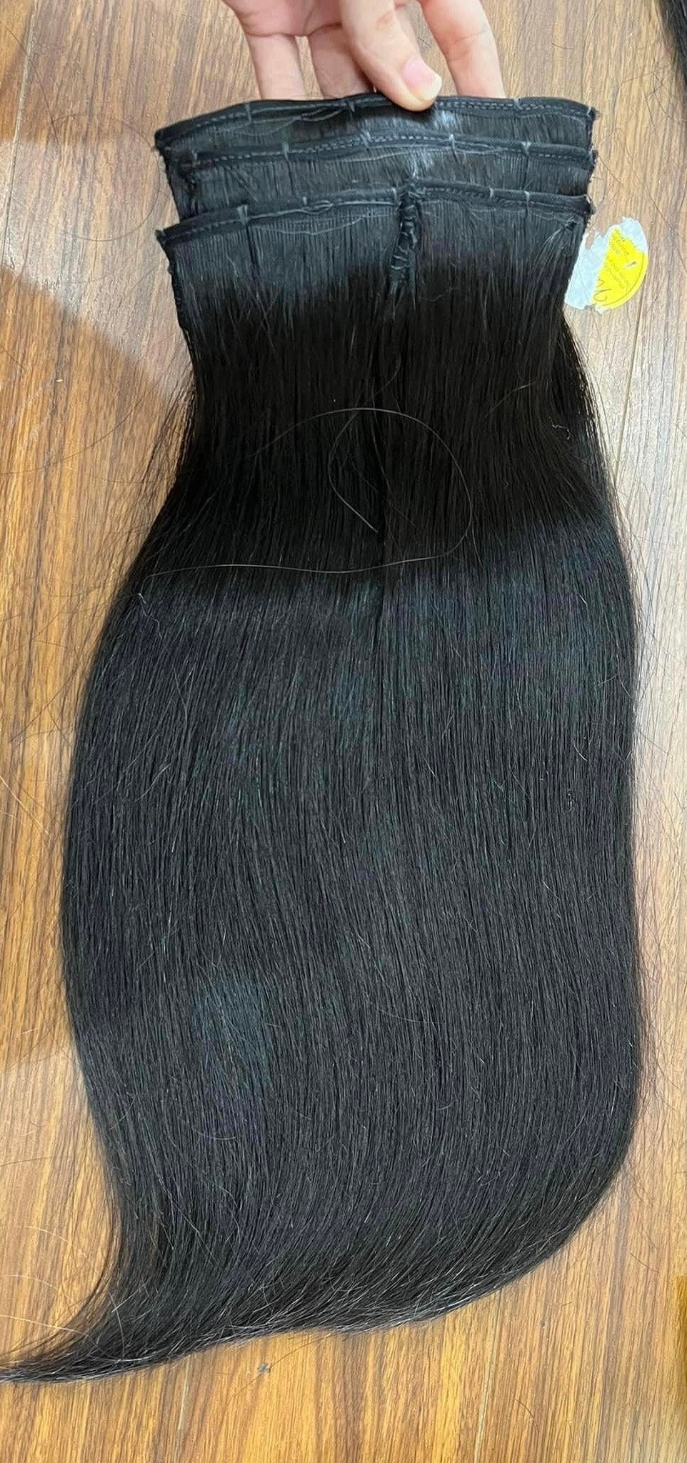 Lavia, clip-in natural black hair extensions real human hair, 100 to 200gram, length options from 18 inches (45cm) to 26 inches (65cm)