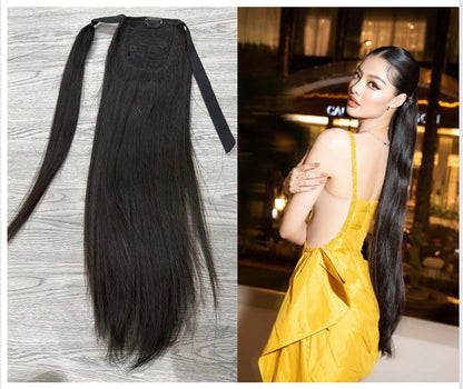 Lavia, ponytail clip in with hair wrap around hair extensions, real human hair, 55cm - 20 inches, in stock, ready to ship