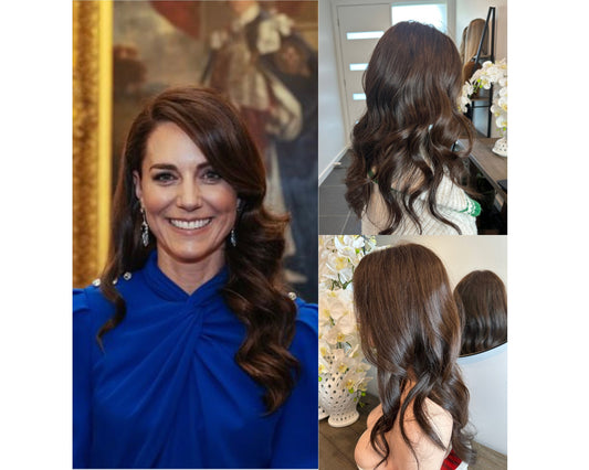 Lavia, Kate Middleton inspiration, Dark brown shiny chocolate wig, 20 inches (50 cm) - 200% density, hand-tied monofilament cap