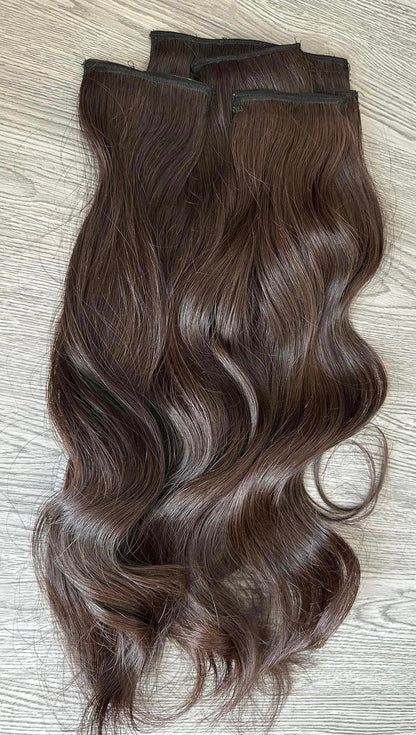 Lavia, clip-in chestnut brown hair extensions real human hair, 100 to 200gram, length options from 18 inches (45cm) to 26 inches (65cm)