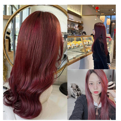 Lavia, dark red hair wig, 20 inches (50 cm) - 200% density, hand-tied monofilament cap