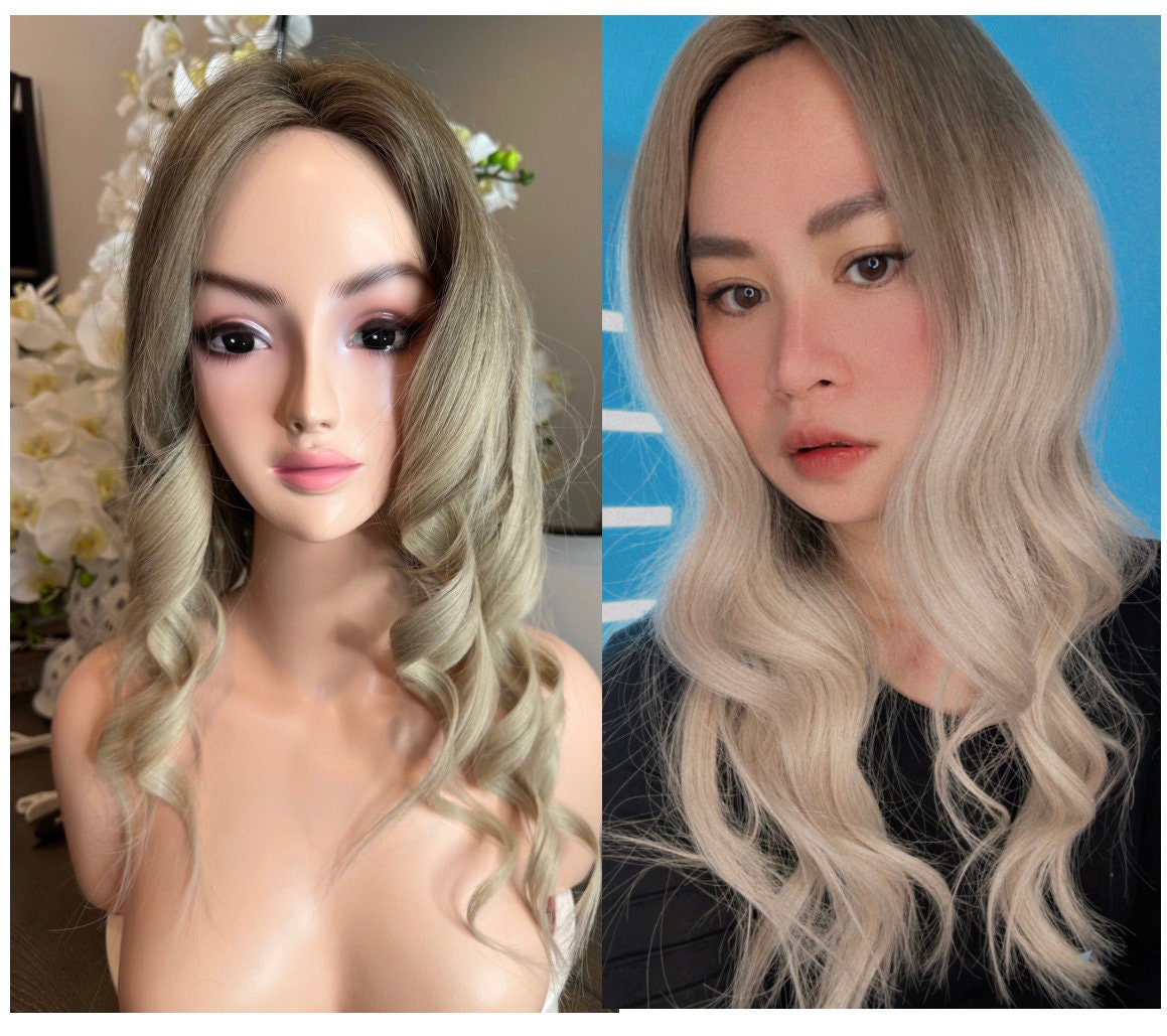 Lavia, Ombre Milk tea blonde wig - 22 inches (55 cm) - 200% density, hand-tied monofilament cap