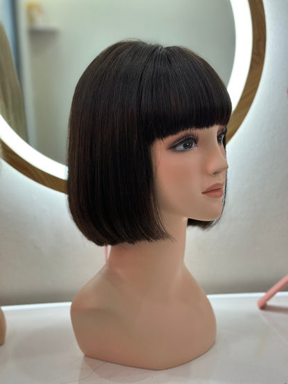 Lavia, natural black bob with fringe wig - hand-tied monofilament cap