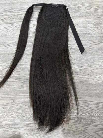 Lavia, ponytail clip in with hair wrap around hair extensions, real human hair, 55cm - 20 inches, in stock, ready to ship