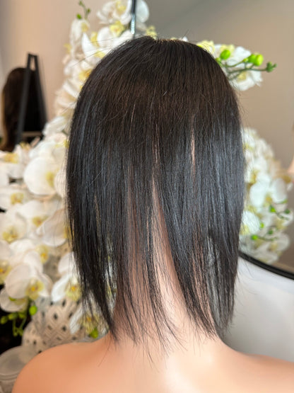 Lavia, silk based Mini Hair Topper Plus, real human hair, best for hair thinning solutions, slight hair loss on top head, medium density