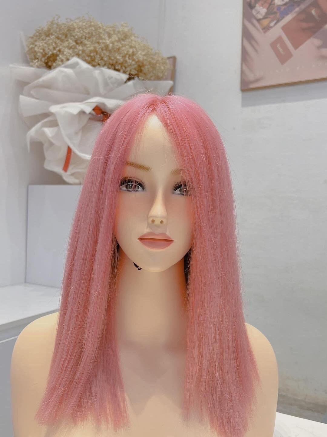 Lavia, 45cm barbie pink wig, 18 inches, 150% density, hand-tied monofilament cap, free wig holder