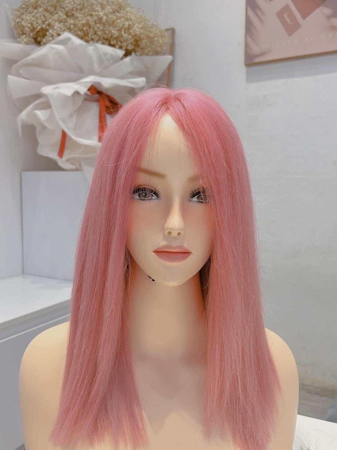 Lavia, 45cm barbie pink wig, 18 inches, 150% density, hand-tied monofilament cap, free wig holder