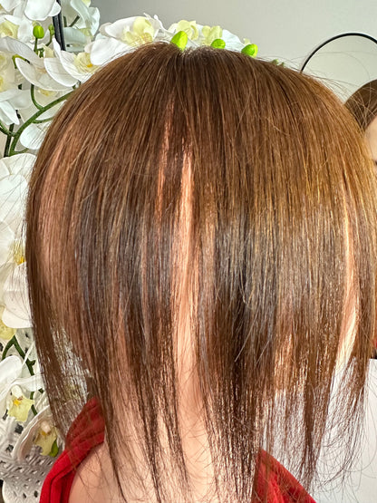 Lavia, light brown, handmade silk based Mini Hair Topper, real human hair