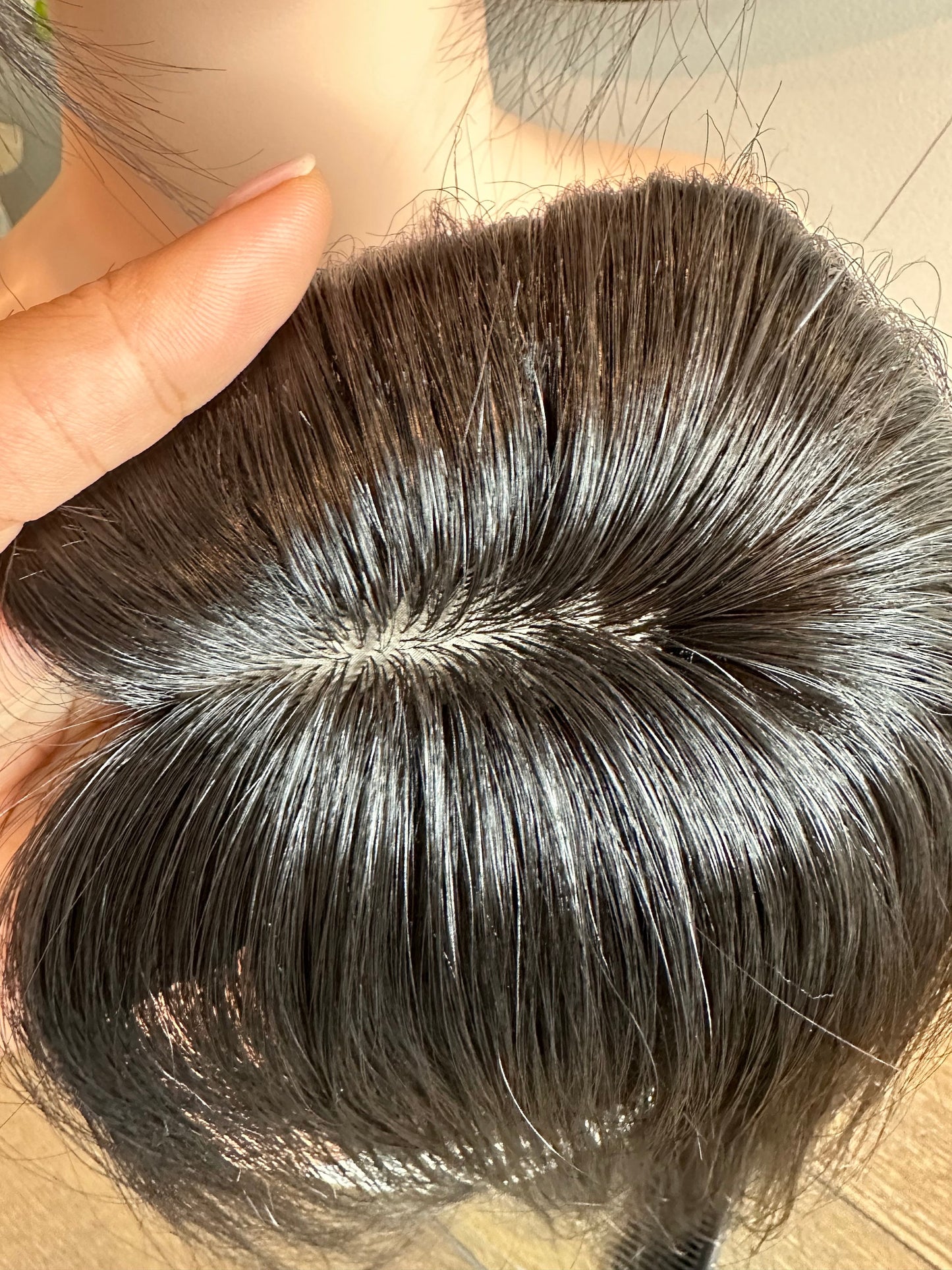 Lavia, silk based Mini Hair Topper Plus, real human hair, best for hair thinning solutions, slight hair loss on top head, medium density