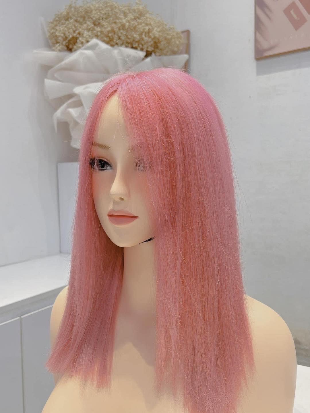 Lavia, 45cm barbie pink wig, 18 inches, 150% density, hand-tied monofilament cap, free wig holder