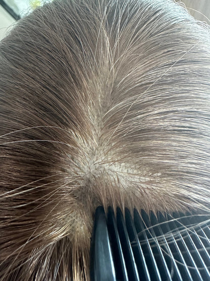 Lavia, deluxe ligh golden brown, high density, free parting, silk based real human hair Topper