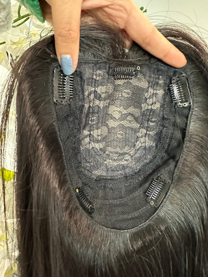 Lavia, high density silk based real human hair Topper 18 inches, large base 7.5 *6 inches