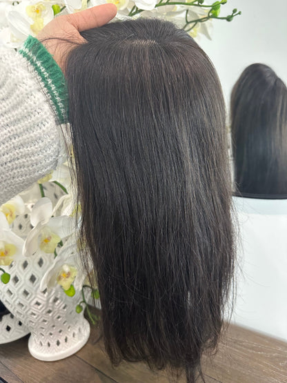 Lavia, high density silk based real human hair Topper 18 inches, large base 7.5 *6 inches